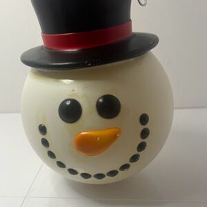Blow Mold Snowman Head Lights Up Hanging Ornament 10" Christmas Frosty Christmas